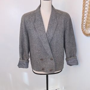 Alpaca Cropped Gray Tweed Blazer